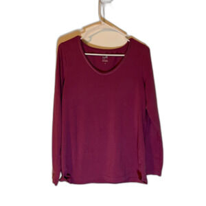J.Jill Women's Long Sleeve Purple Satin Stitch Tee SZ M